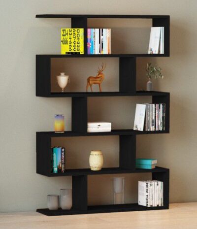 כוננית מדפים מעוצבת זיגזג דגם ורד שחור מבית Tudo Design