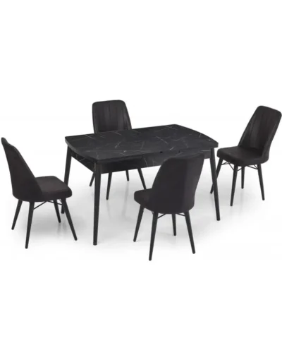 שולחן אוכל מלבני נפתח מעץ ו-4 כסאות דגם Viktoria מבית S.R