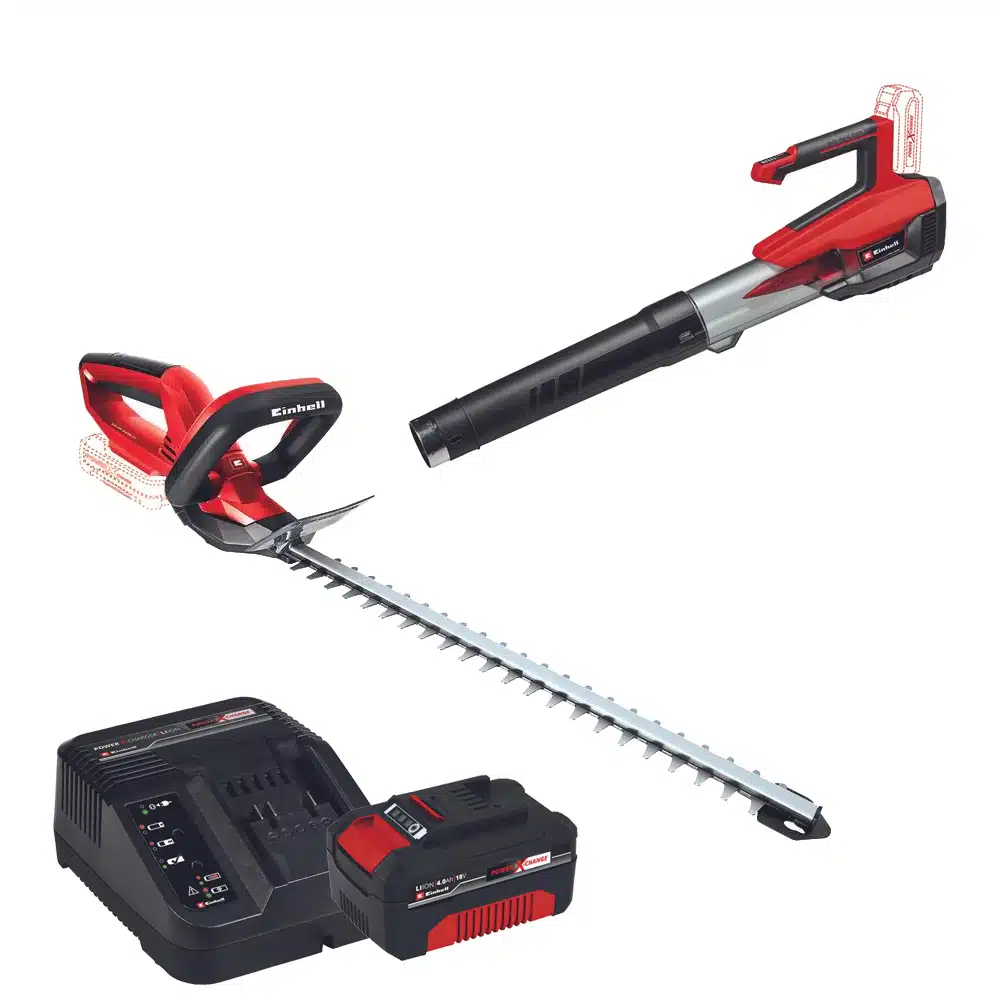 סט 2 כלים נטען - מפוח נושף טורבו 18V וגוזם גדר חי 18V דגם 2X מבית EINHELL