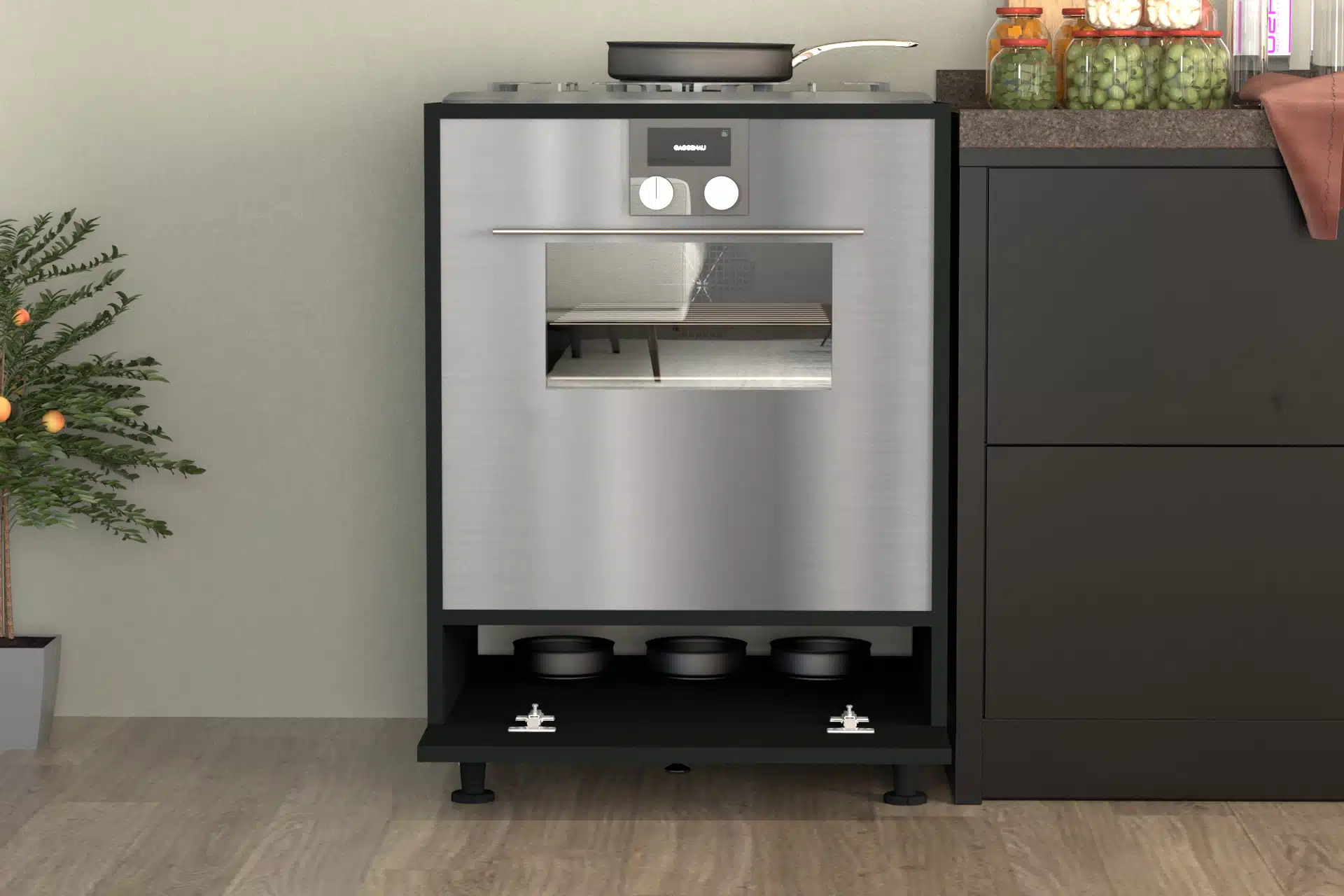 ארון שירות לתנור בילט אין וכיריים דגם ARAVA מבית TUDO DESIGN