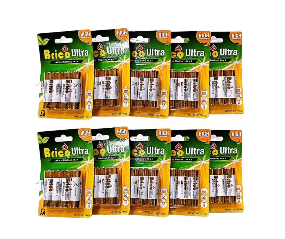 40 סוללות Alkaline AA לא נטענות מבית Brico Ultra