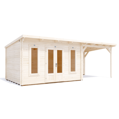 מחסן עץ עם גזיבו 7X3 עובי 45 ס"מ דגם Cabin מבית DunsterHouse