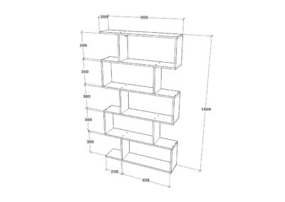 כוננית זיגזג דגם ורד אלון מבית Tudo Design
