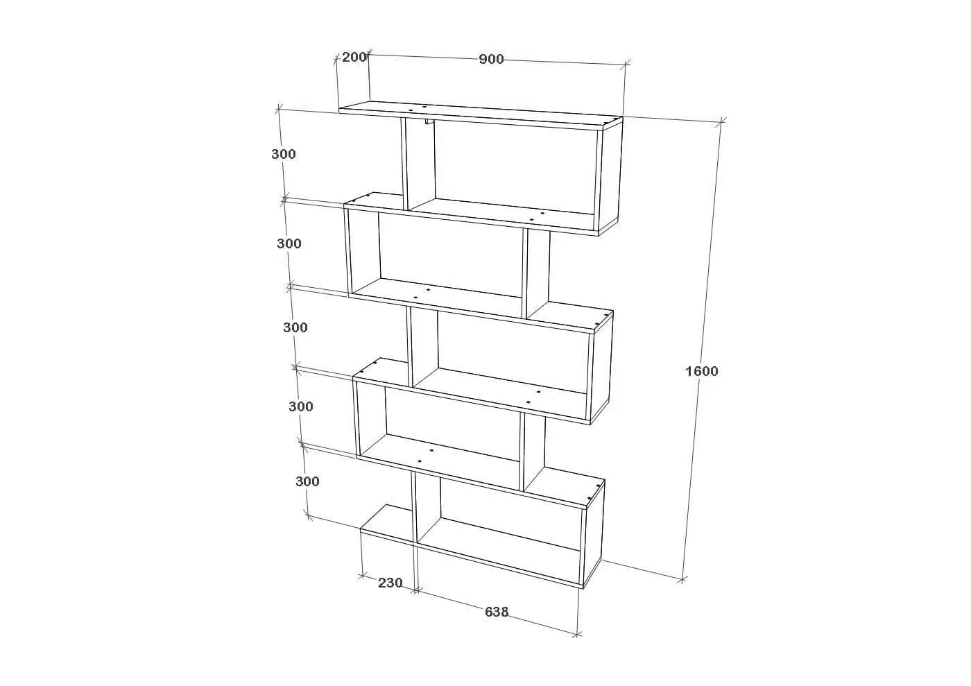 כוננית זיגזג דגם ורד אלון מבית Tudo Design כוננית זיגזג דגם ורד אלון מבית Tudo Design