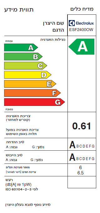 מדיח כלים קומפקטי 55 ס"מ דגם ESF2400OW מבית Electrolux