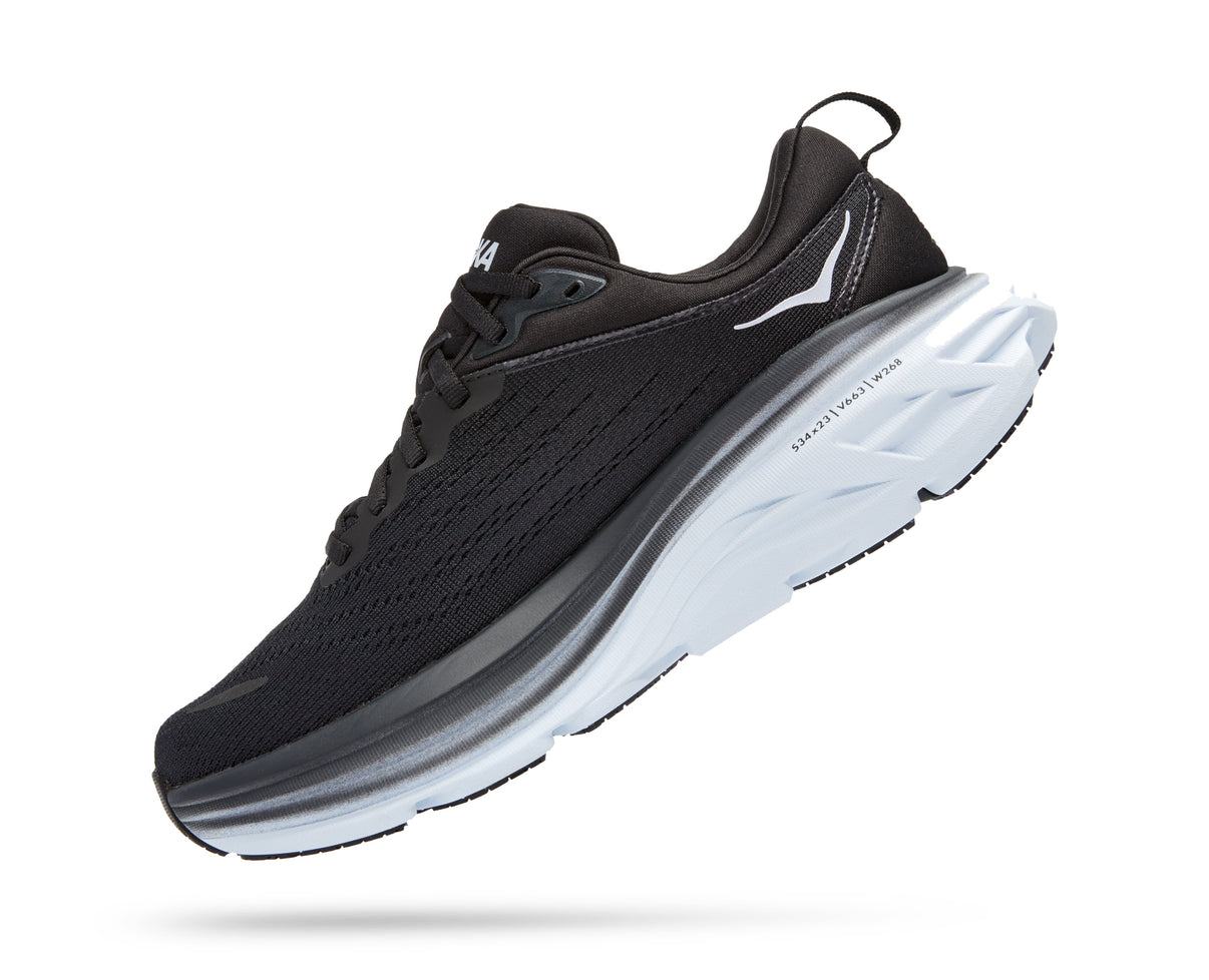 נעלי ספורט לנשים צבע שחור/לבן דגם Bondi Wide 8 מבית HOKA