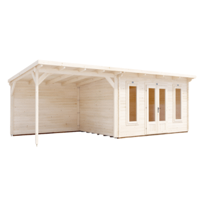 מחסן עץ עם גזיבו 7X3 עובי 45 ס"מ דגם Cabin מבית DunsterHouse