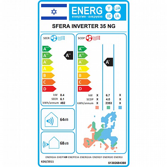 מזגן עילי Inverter NG דגם SFERA 35 מבית Tadiran מזגן עילי Inverter NG דגם SFERA 35 מבית Tadiran