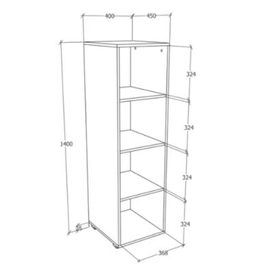 ארונית עם 4 תאי אחסון פתוחים דגם LIHI מבית Tudo Design