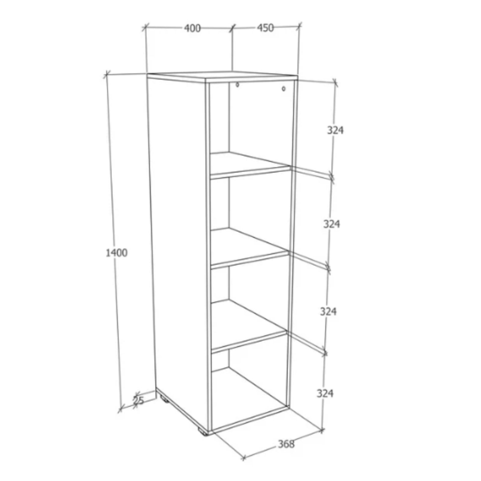 ארונית עם 4 תאי אחסון פתוחים דגם LIHI מבית Tudo Design