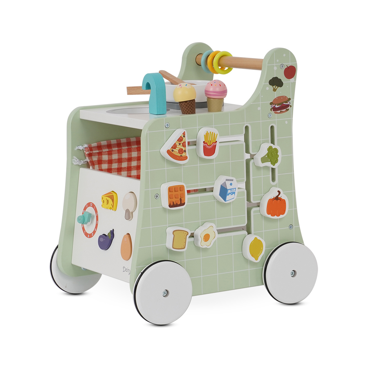 הליכון עגלת מטבח מעץ - Wooden Kitchen Activity Walker מבית Dainy's