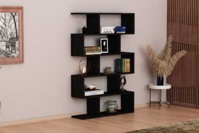 כוננית מדפים מעוצבת זיגזג דגם ורד שחור מבית Tudo Design