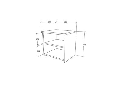 שידת לילה פתוחה עם 2 מדפים דגם ALMA מבית Tudo Design