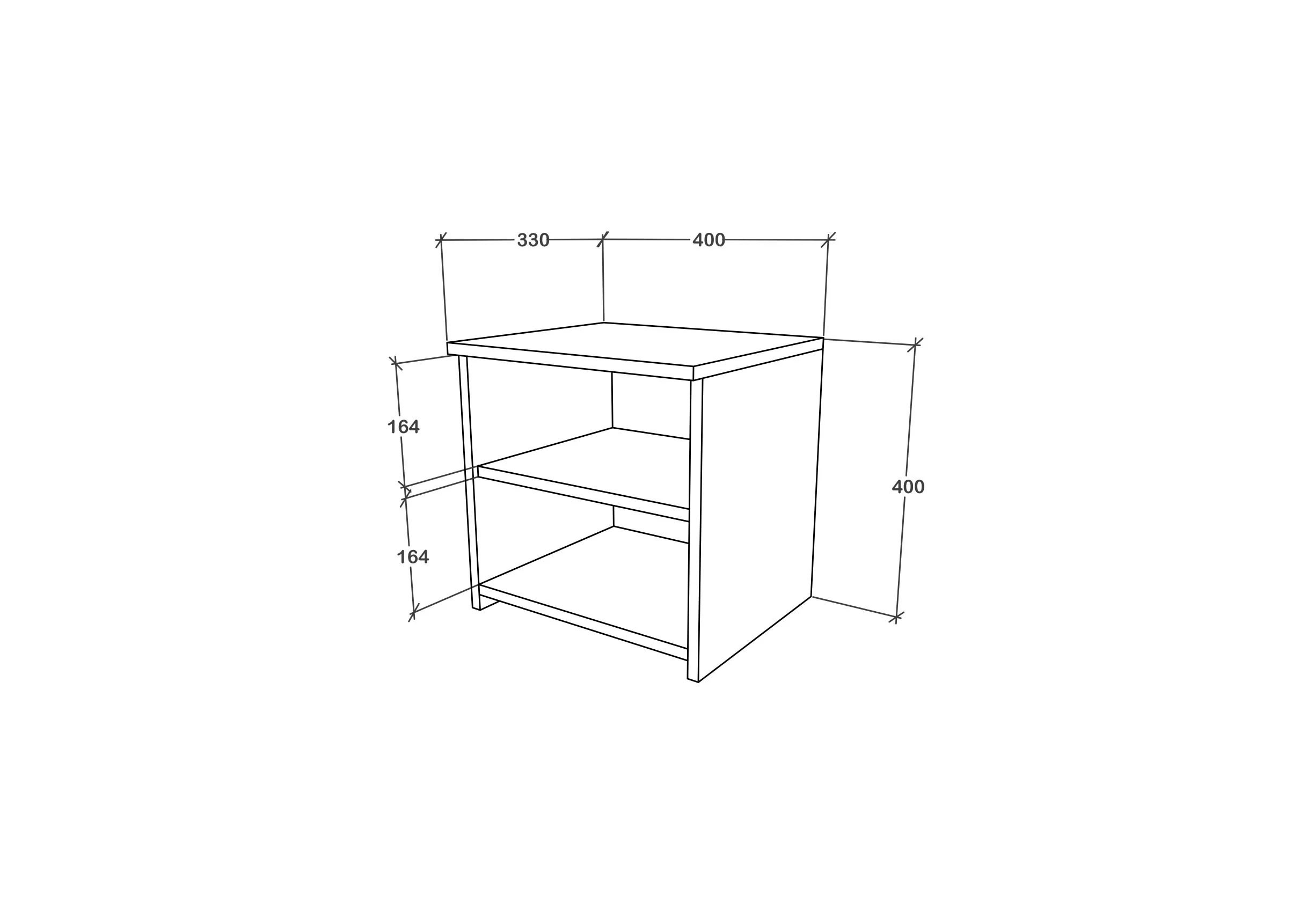 שידת לילה פתוחה עם 2 מדפים דגם ALMA מבית Tudo Design