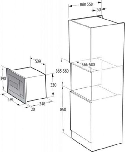 מיקרוגל אינטגרלי בנוי משולב גריל דגם Simplcity BM235G1SYB מבית GORENJE