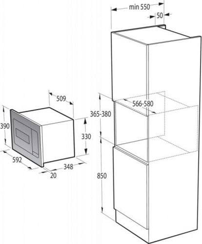 מיקרוגל אינטגרלי בנוי משולב גריל דגם Simplcity BM235G1SYB מבית GORENJE