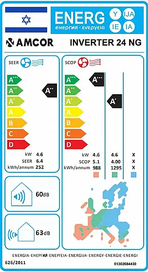 מזגן עילי אינוורטר דגם AMCOR INVERTER 24NG מבית Tadiran מזגן עילי אינוורטר דגם AMCOR INVERTER 24NG מבית Tadiran