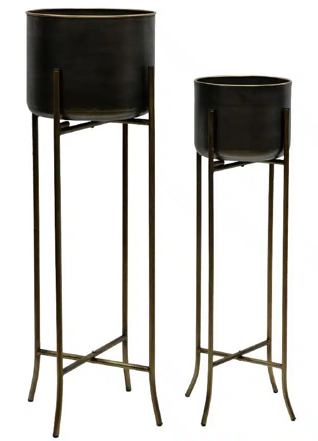 זוג מעמדי עציצים שחור וזהב דגם שחר מבית TUDO DESIGN