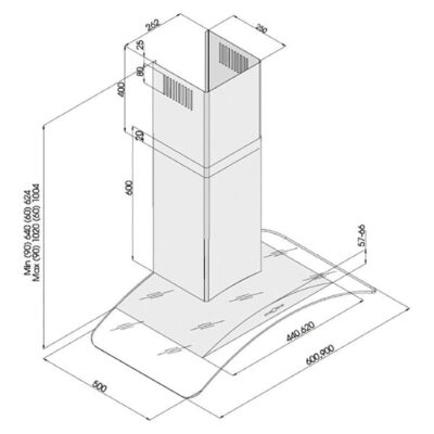 קולט אדים ארובה 90 ס"מ LV-G-285 מבית Ly Vent