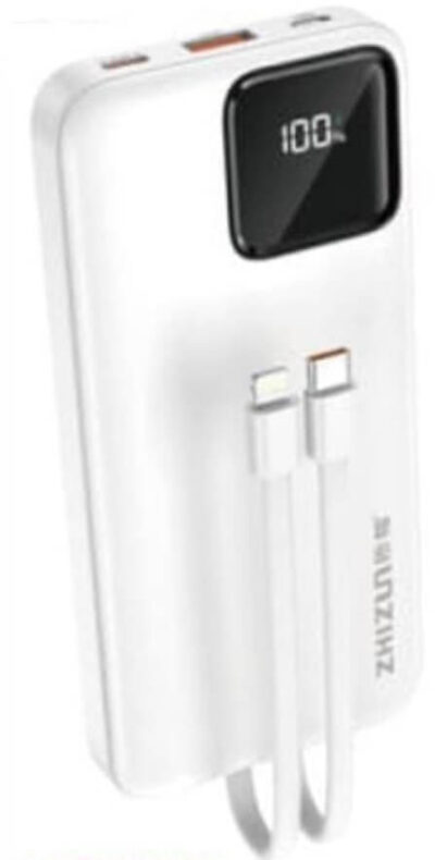 מטען נייד 10000mAh 22.5W עם צג וכבל מובנה מבית semicom