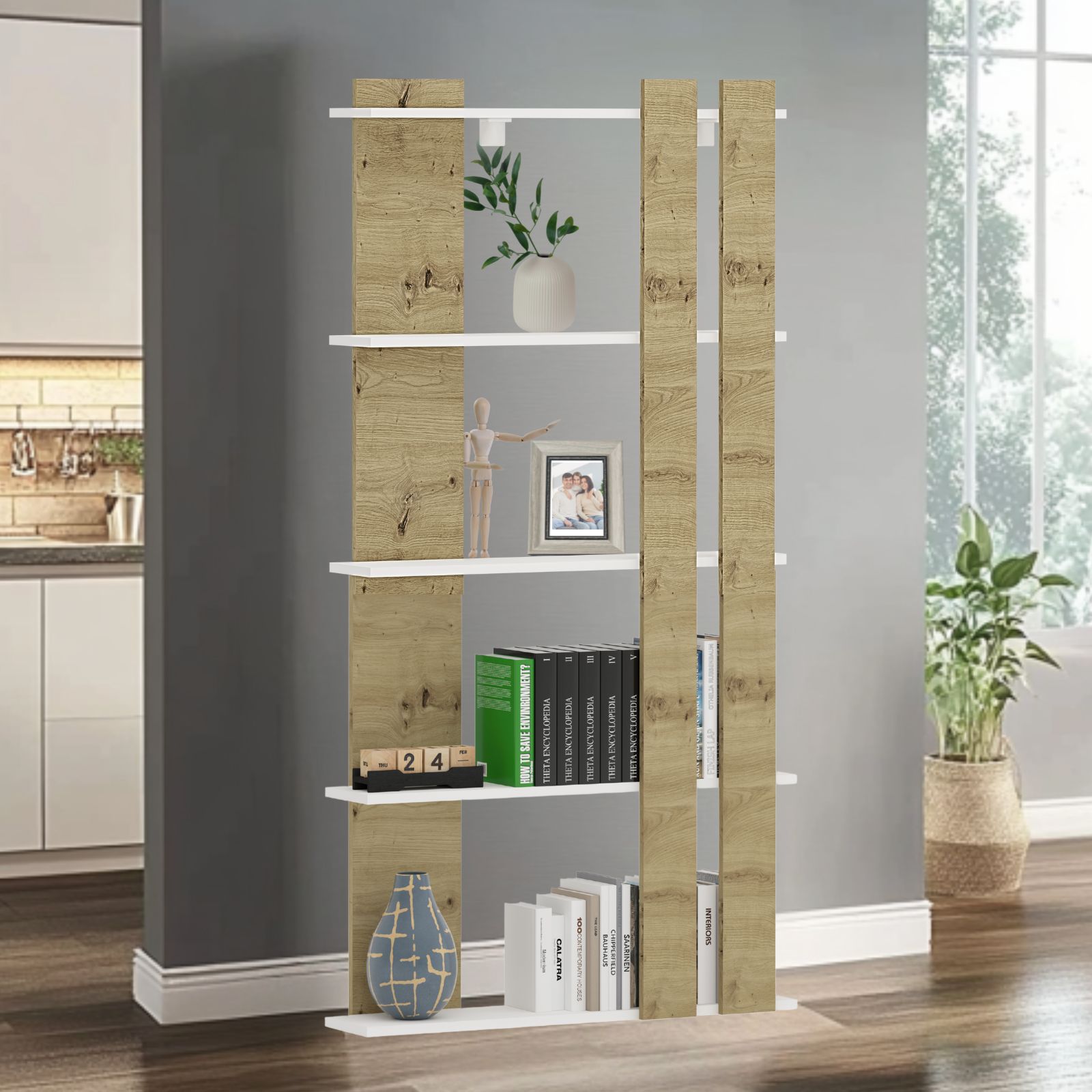 כוננית מעוצבת 5 מדפים דגם נופר מבית Tudo Design