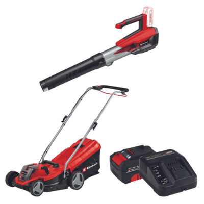 סט 2 כלים נטען - מפוח נושף טורבו 18V ומכסחת דשא 18V דגם 2P מבית EINHELL