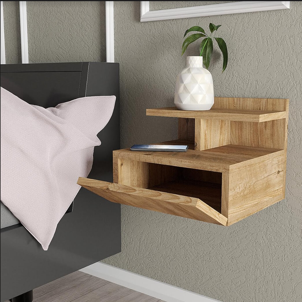 שידת לילה צפה לתליה על קיר דגם NESLI מבית Tudo Design