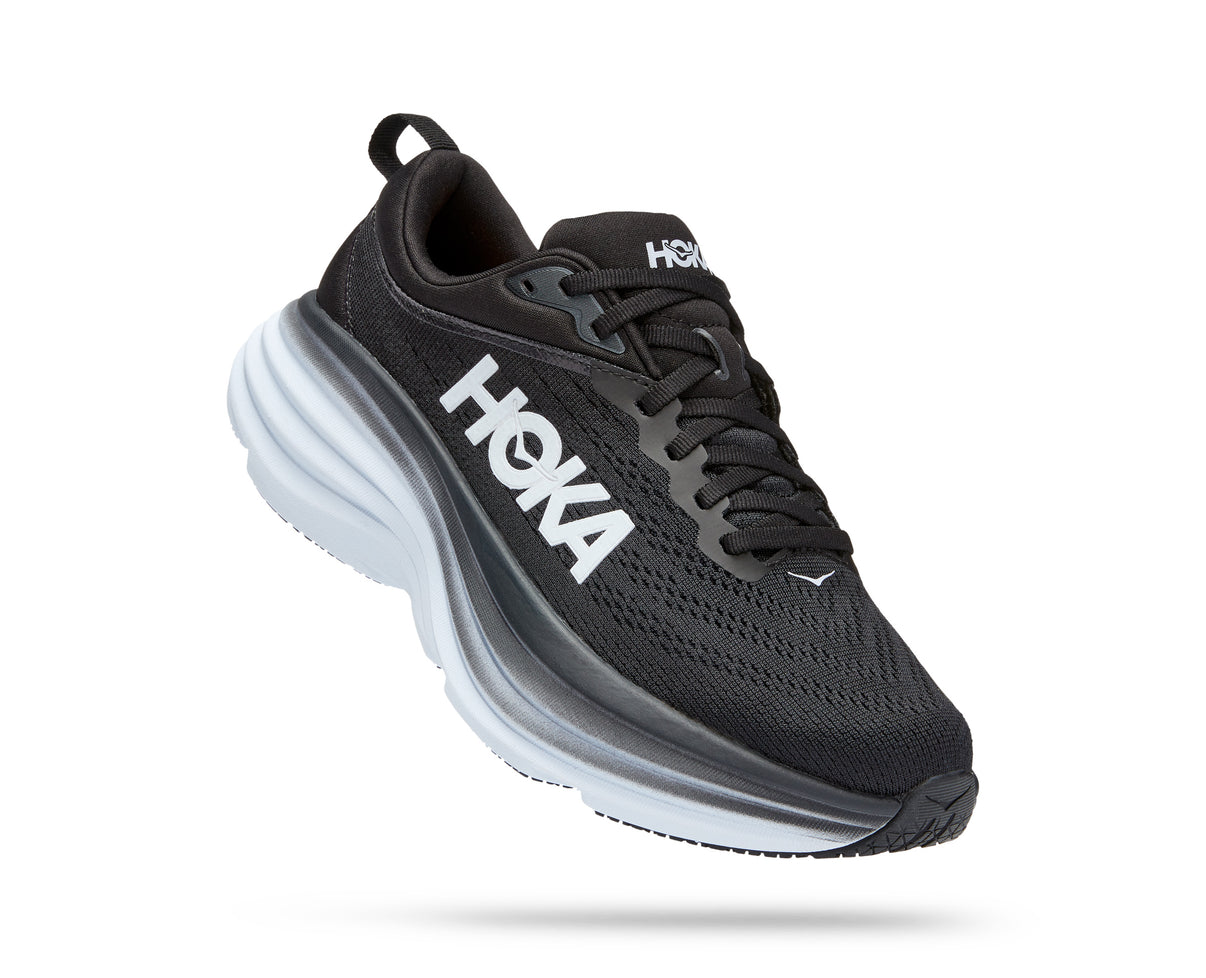 נעלי ספורט לנשים צבע שחור/לבן דגם Bondi Wide 8 מבית HOKA