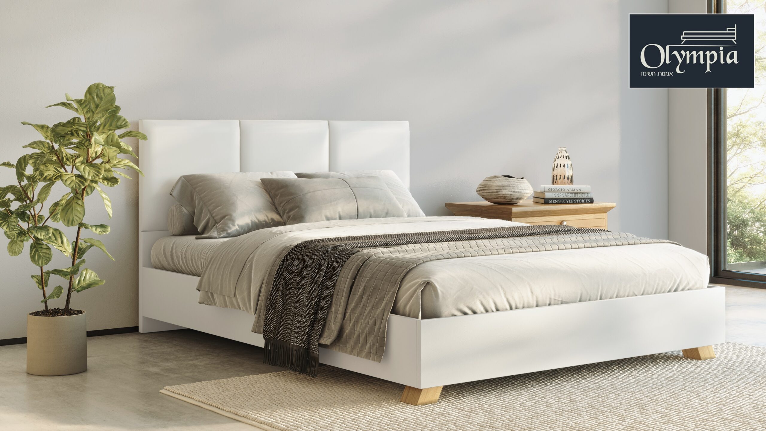 מיטה זוגית כולל מזרן קפיצים דגם 6034 מבית OLYMPIA