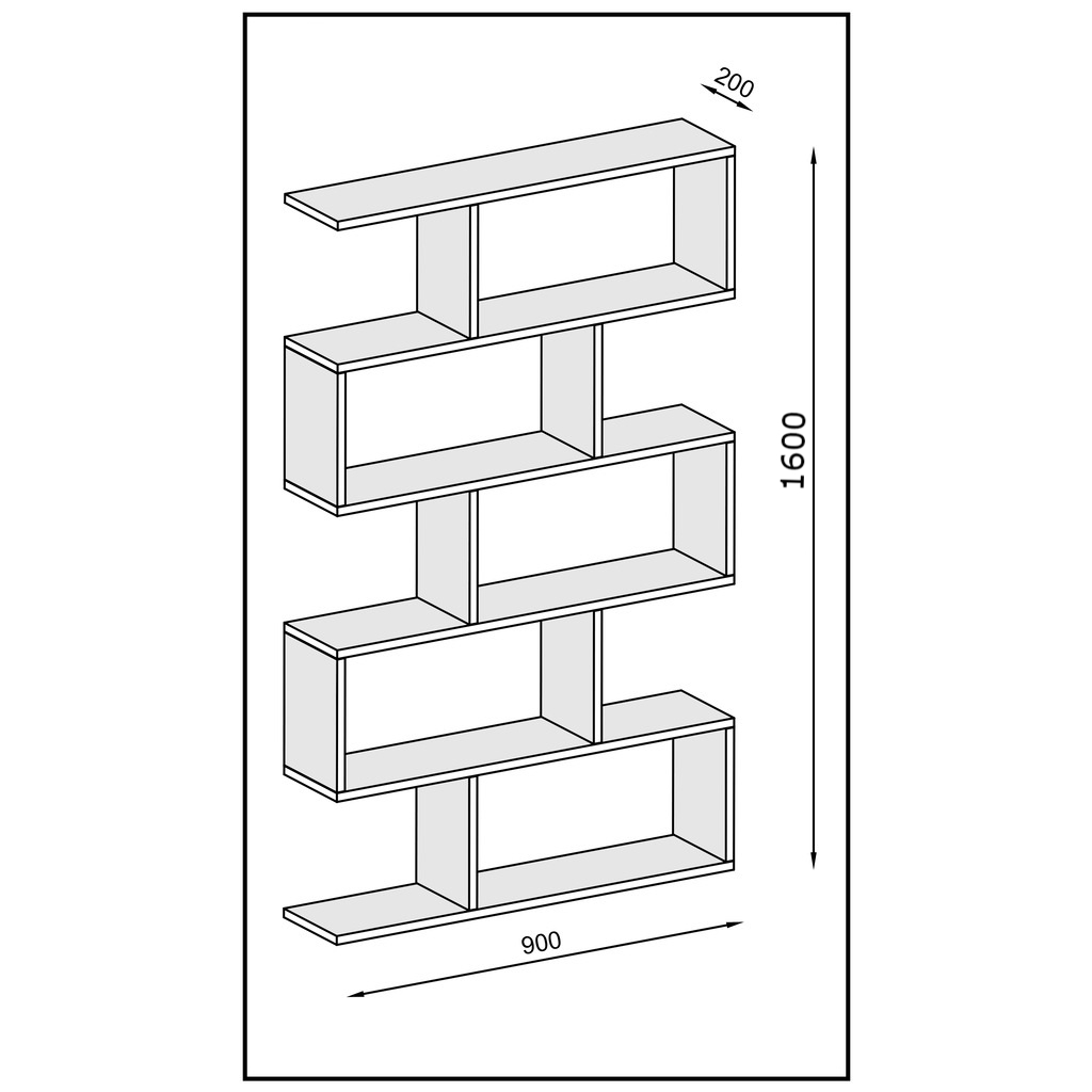 כוננית מדפים מעוצבת זיגזג דגם ורד לבן מבית Tudo Design