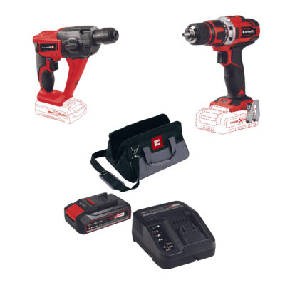 סט 2 כלים נטען - מברגת/מקדחה 18V ופטישון 18V דגם 2LD מבית EINHELL