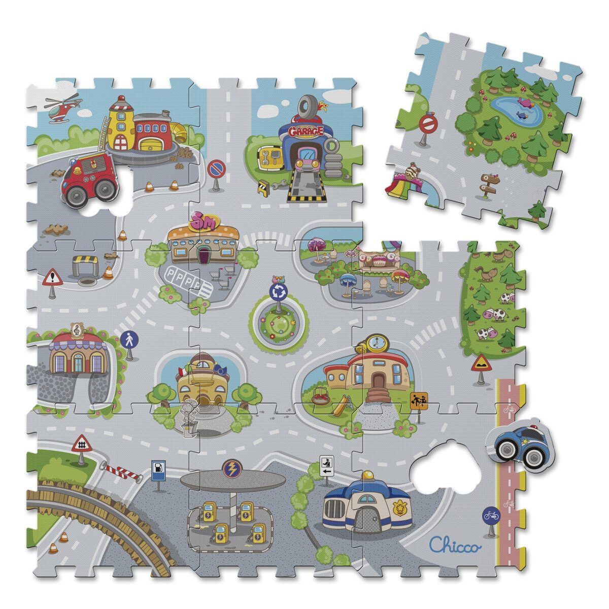 פאזל רצפה 9 חלקים עיר - Chicco Play Mat Puzzle City