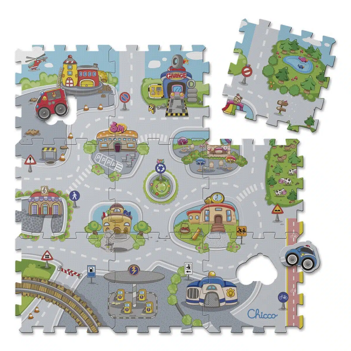 פאזל רצפה 9 חלקים עיר - Chicco Play Mat Puzzle City