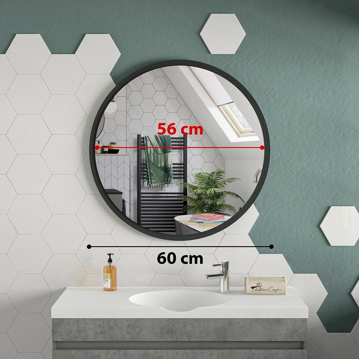 מראה עגולה לתלייה קוטר 60 ס”מ דגם PORTO מבית Bradex