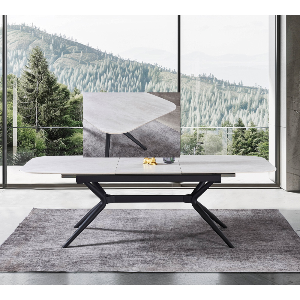 שולחן אוכל אבן קרמית נפתח 1.8–2.4 מטר דגם חץ מבית HOME DECOR