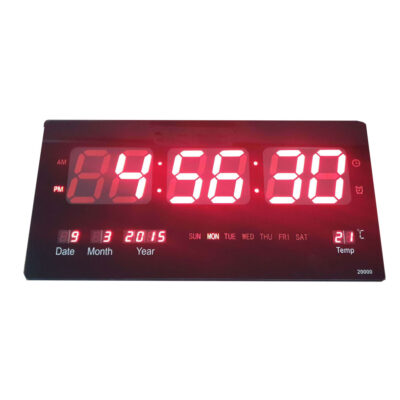 שעון קיר דיגיטלי ענק עם תאורת LED משולב תאריך וטמפרטורה דגם גודטיים