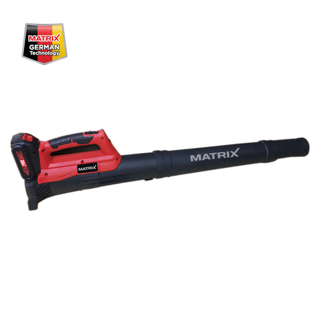 מפוח עלים טורבו 20V + התקן "טורבו" לעוצמת נשיפה חזקה תוצרת MATRIX