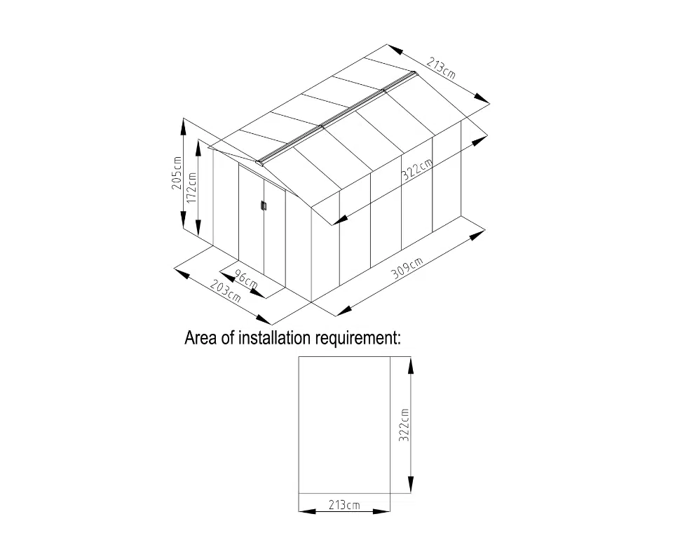 מחסן מתכת פרמיום דגם 2.13X3.19 Garden Top G710