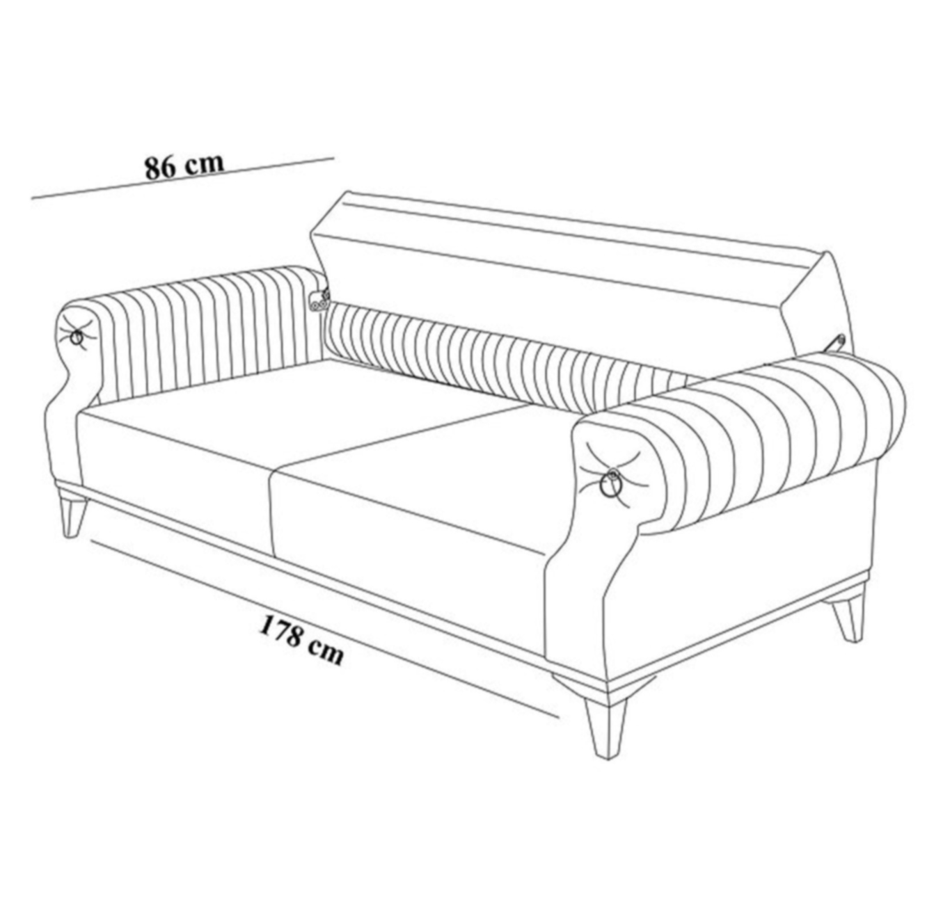 ספה תלת מושבית עם משענת גב מתרוממת דגם Lenga מבית HOMAX