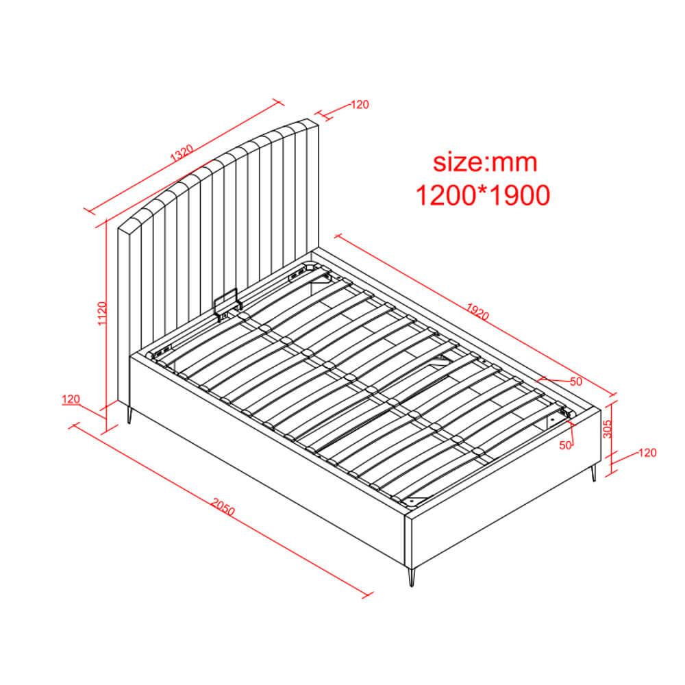 מיטה רחבה 120/190 ס"מ עם ארגז מצעים דגם גילי מבית HOME DECOR