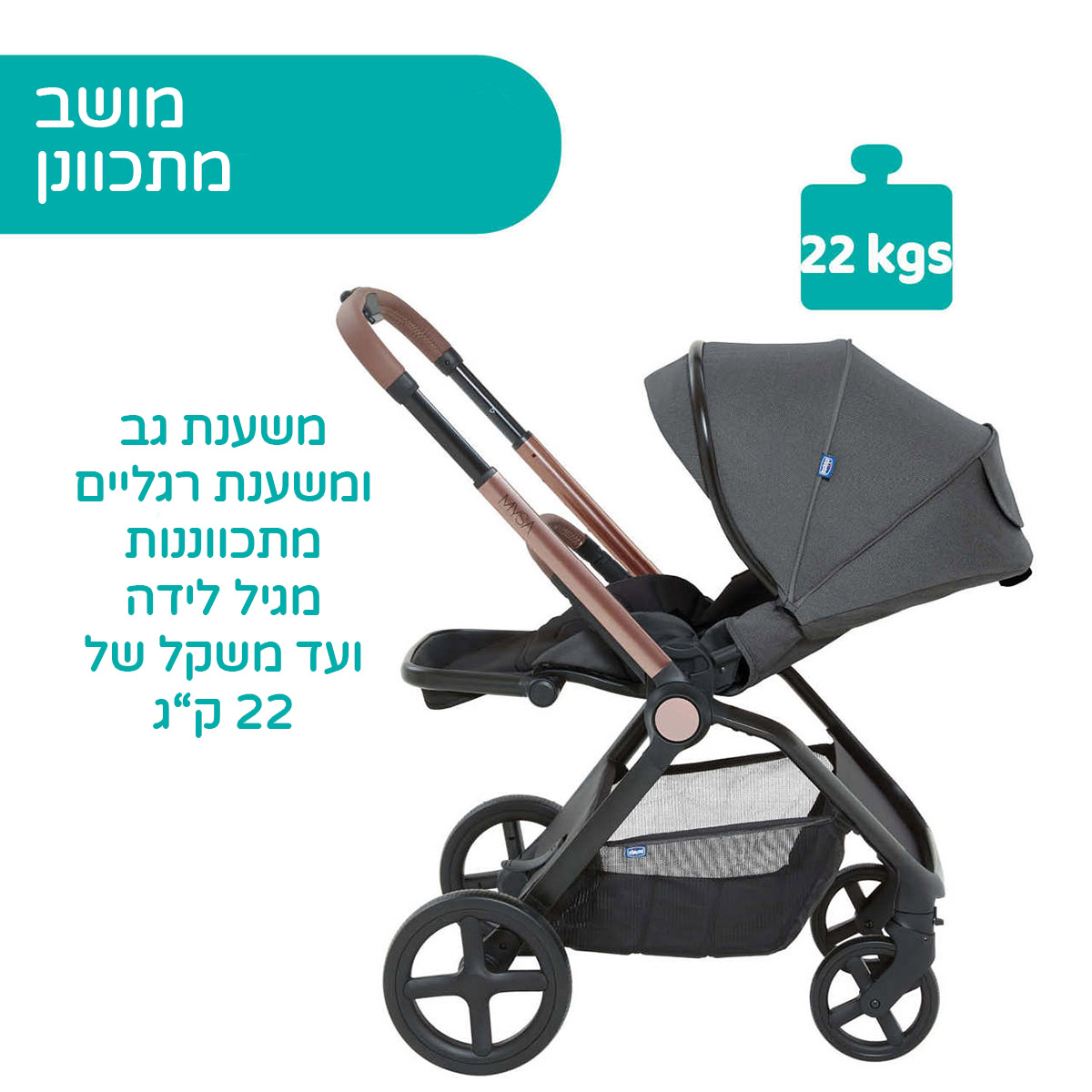 עגלה משולבת סל שכיבה מיסה - Mysa Stroller מבית Chicco