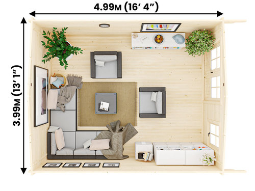 מחסן עץ פרימיום 5X4 עובי 45 ס"מ דגם Rhine מבית DunsterHouse