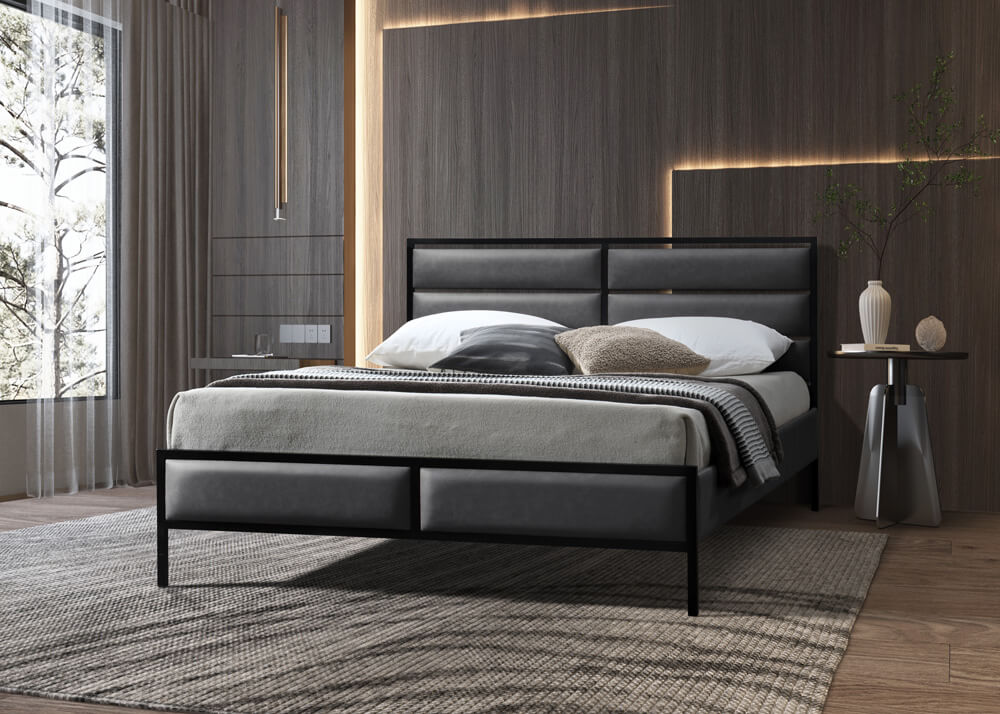 מיטה זוגית מרופדת בד דגם אדם מבית Home Decor מיטה זוגית מרופדת בד דגם אדם מבית Home Decor