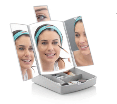 מראת LED מתקפלת עם ארגונית איפור דגם Panomir מבית InnovaGoods