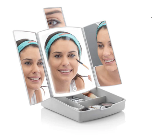 מראת LED מתקפלת עם ארגונית איפור דגם Panomir מבית InnovaGoods