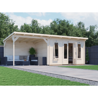 מחסן עץ עם גזיבו 7X3 עובי 45 ס"מ דגם Cabin מבית DunsterHouse
