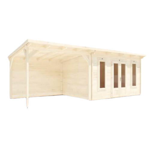 מחסן עץ עם גזיבו 7X3 עובי 45 ס"מ דגם Cabin מבית DunsterHouse