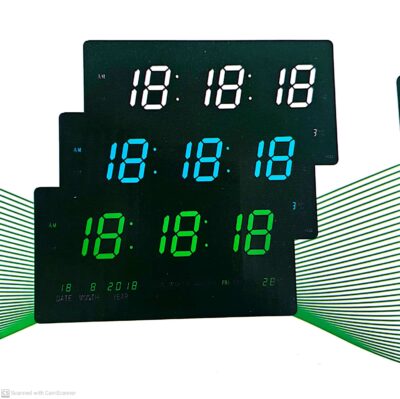 שעון קיר דיגיטלי ענק עם תאורת LED משולב תאריך וטמפרטורה דגם גודטיים