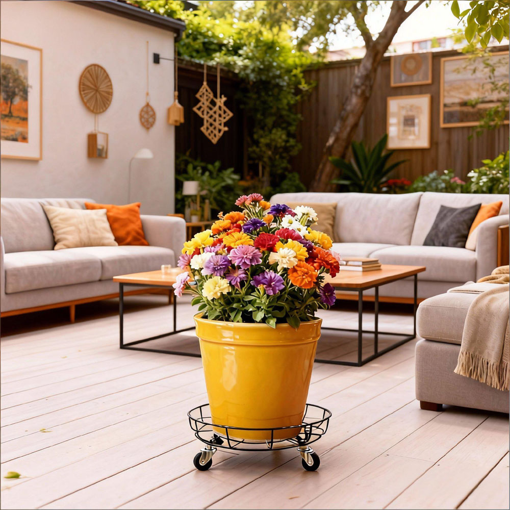 מעמד עגול לעציצים כבדים עם גלגלים דגם 83038 מבית טיפות טבע