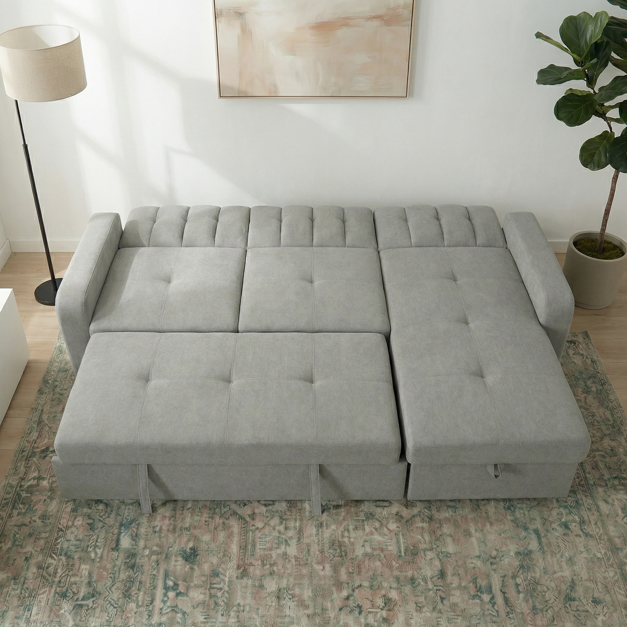 ספה פינתית נפתחת למיטה זוגית עם ארגז מצעים דגם יונית מבית HOME DECOR